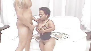 little woman gets hard cock shoved in her petite body, he fucks her hard until the juice drips out of her cunt