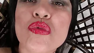 Busty brunette milf masturbates alone with big toys  4